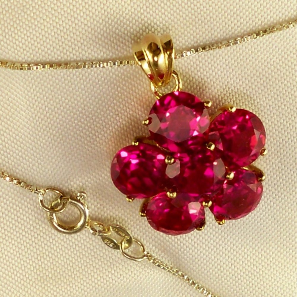 NEW Deep Pink Cubic Zirconias Gold, Box Chain Silver DESIGNER Necklace